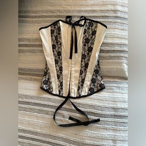 Corset white with black floral size medium